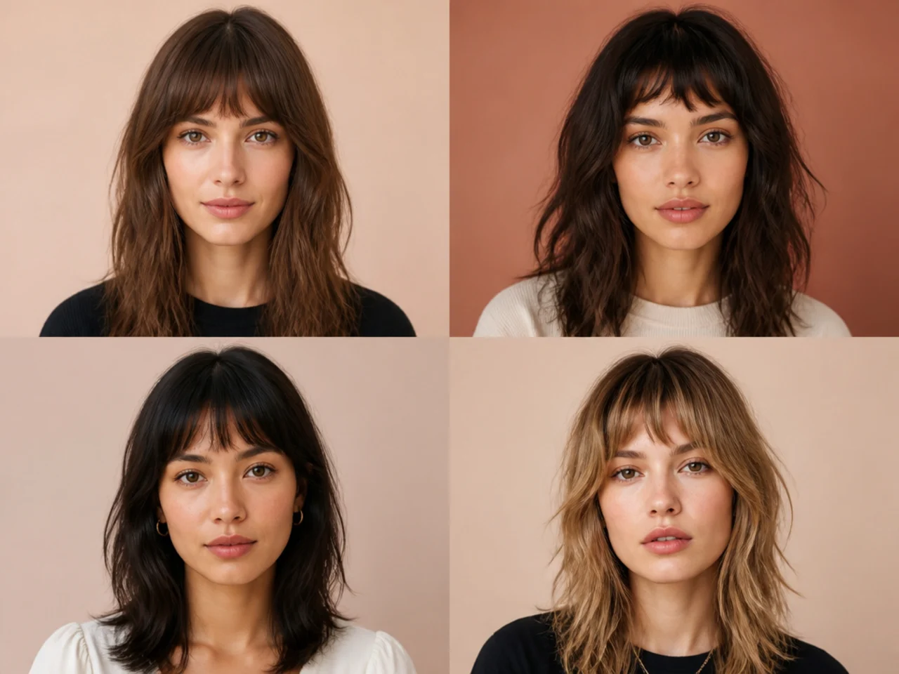 Rounded French bangs shorter at the centre