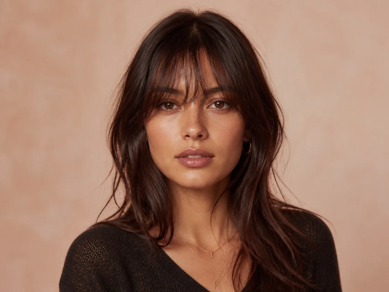 Wispy thinned French bangs