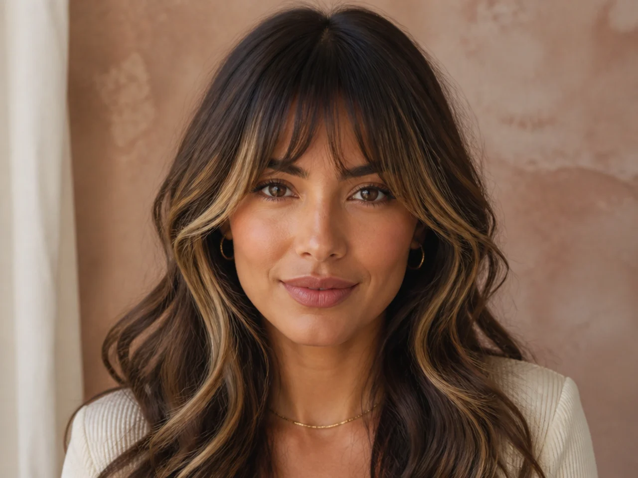 French bangs with lighter pieces at the edges