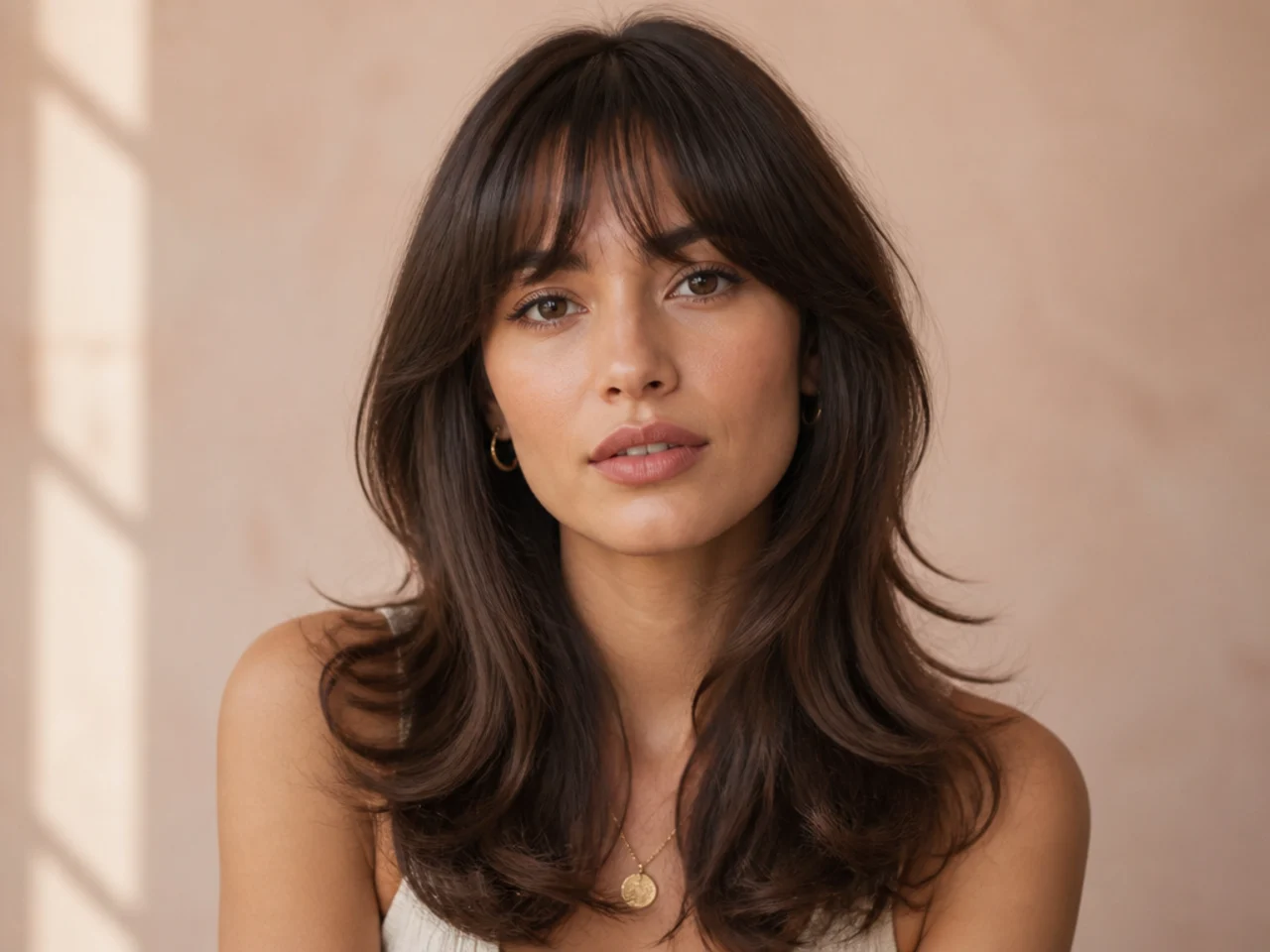 French bangs blending into curtain layers