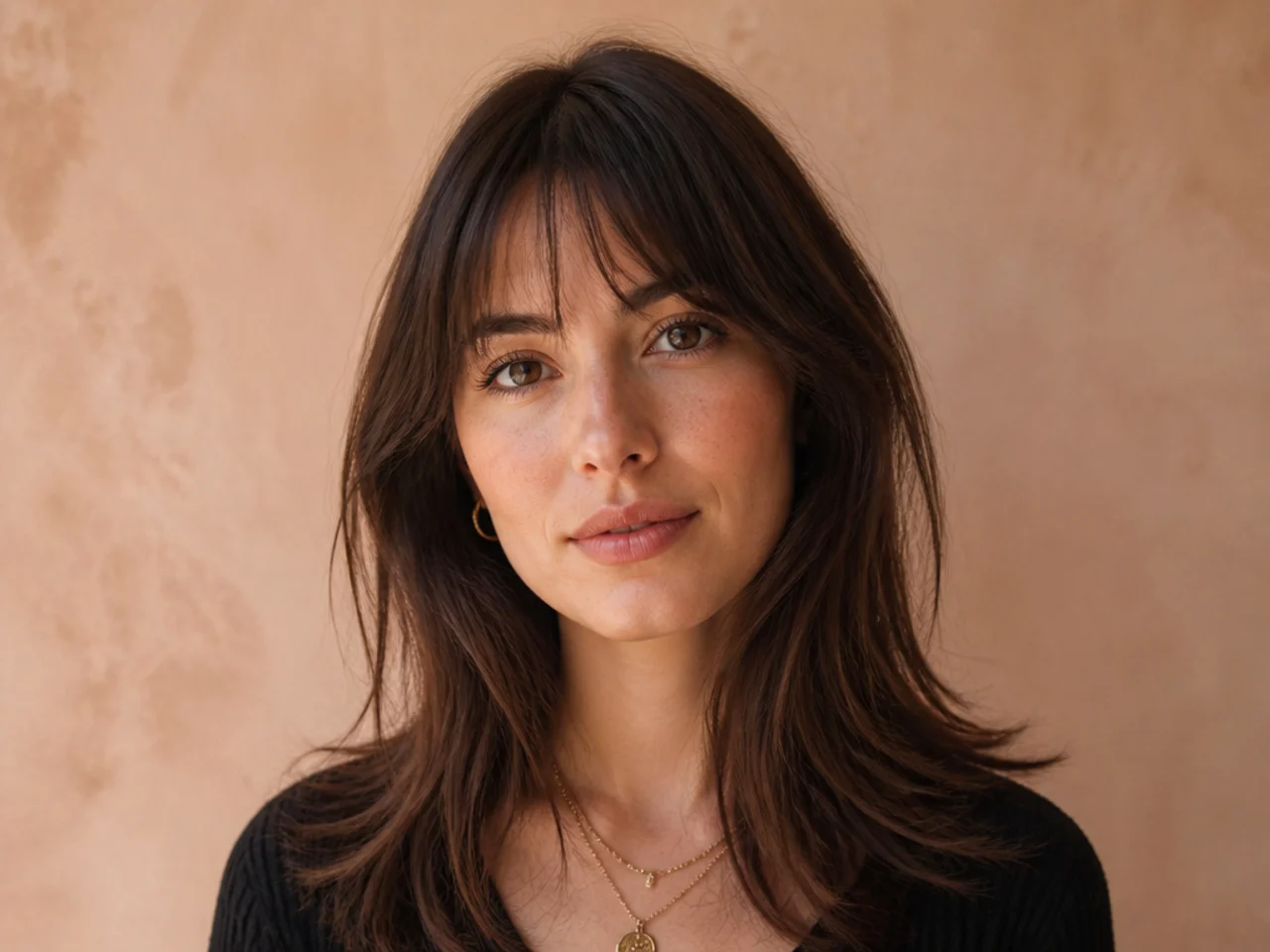 Soft French bangs on fine hair