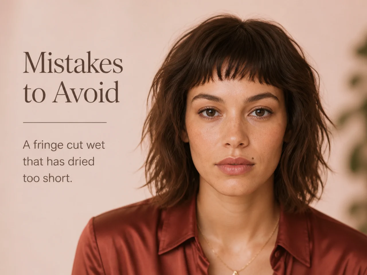 A fringe cut wet that has dried too short
