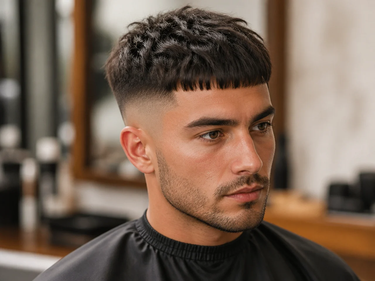 Crop Top Fade with Blunt Fringe