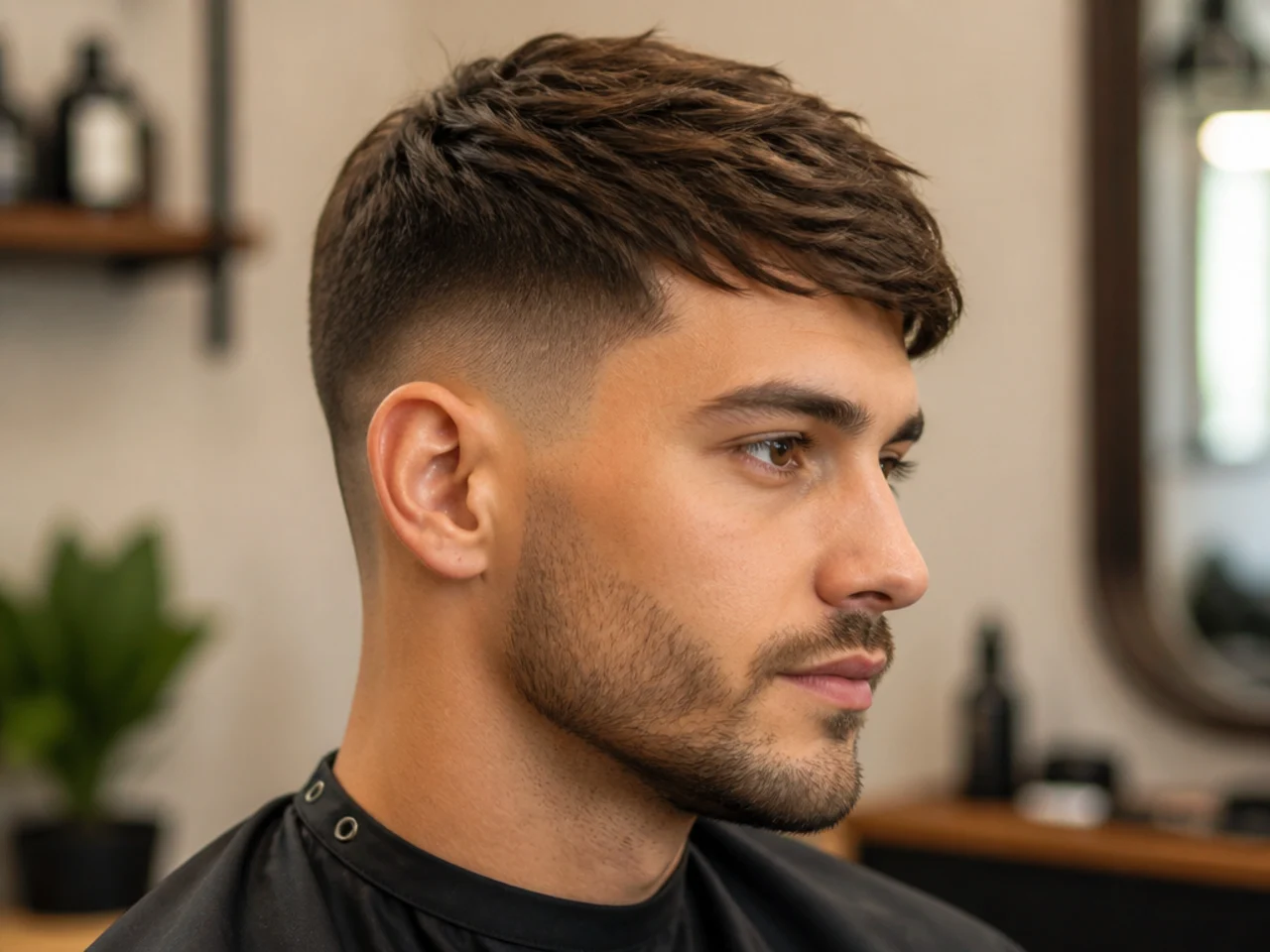 Side-Swept French Crop with Low Fade