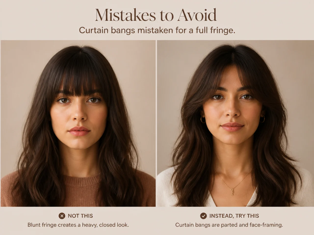 Curtain bangs mistaken for a full fringe