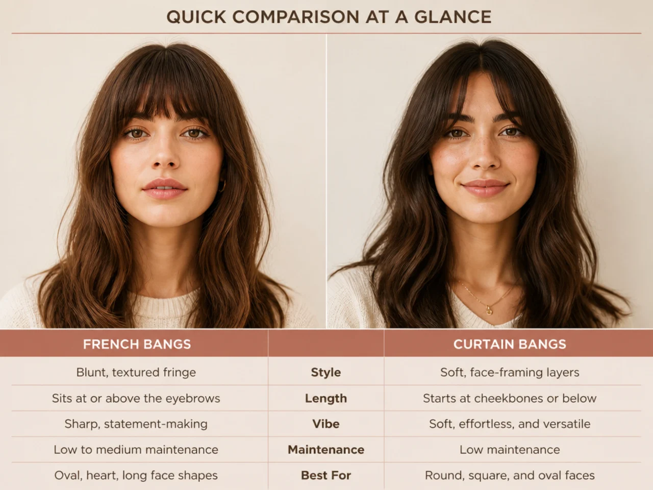 A comparison chart of the two fringe types