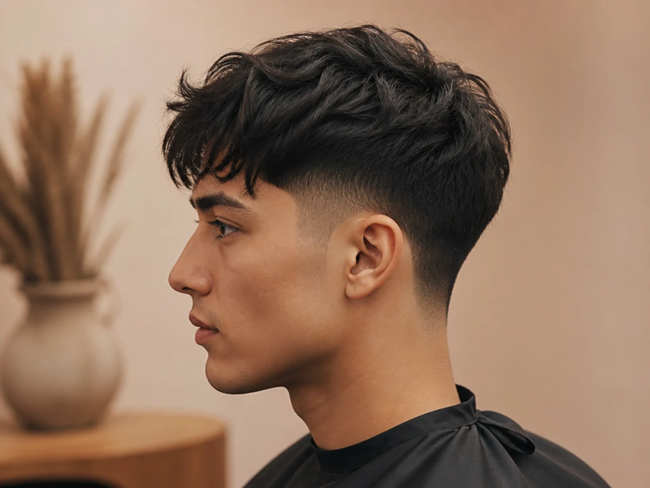 A comma-shaped fringe with a low taper