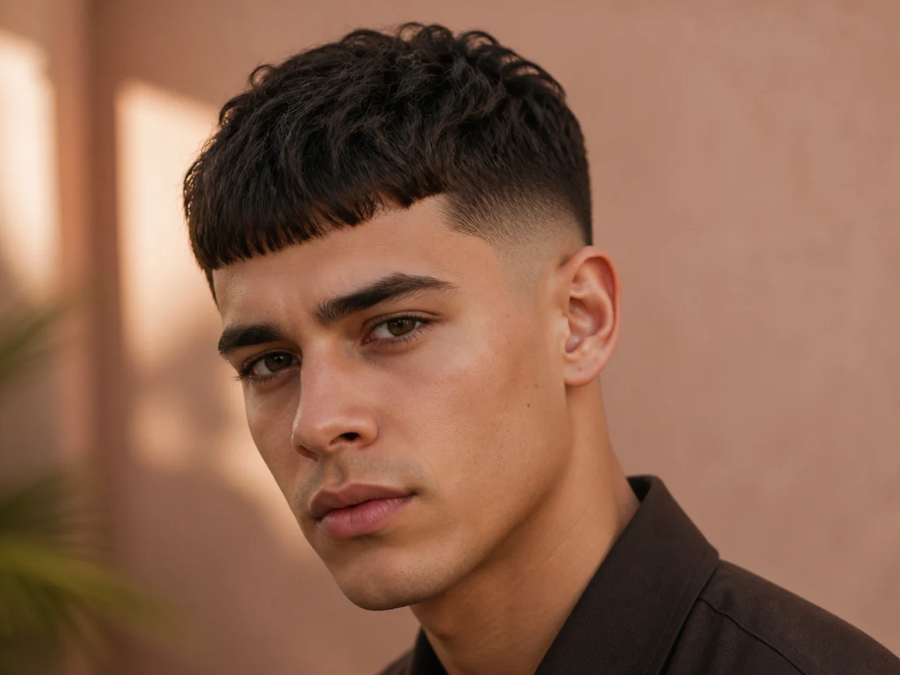 A cropped fringe with a mid fade
