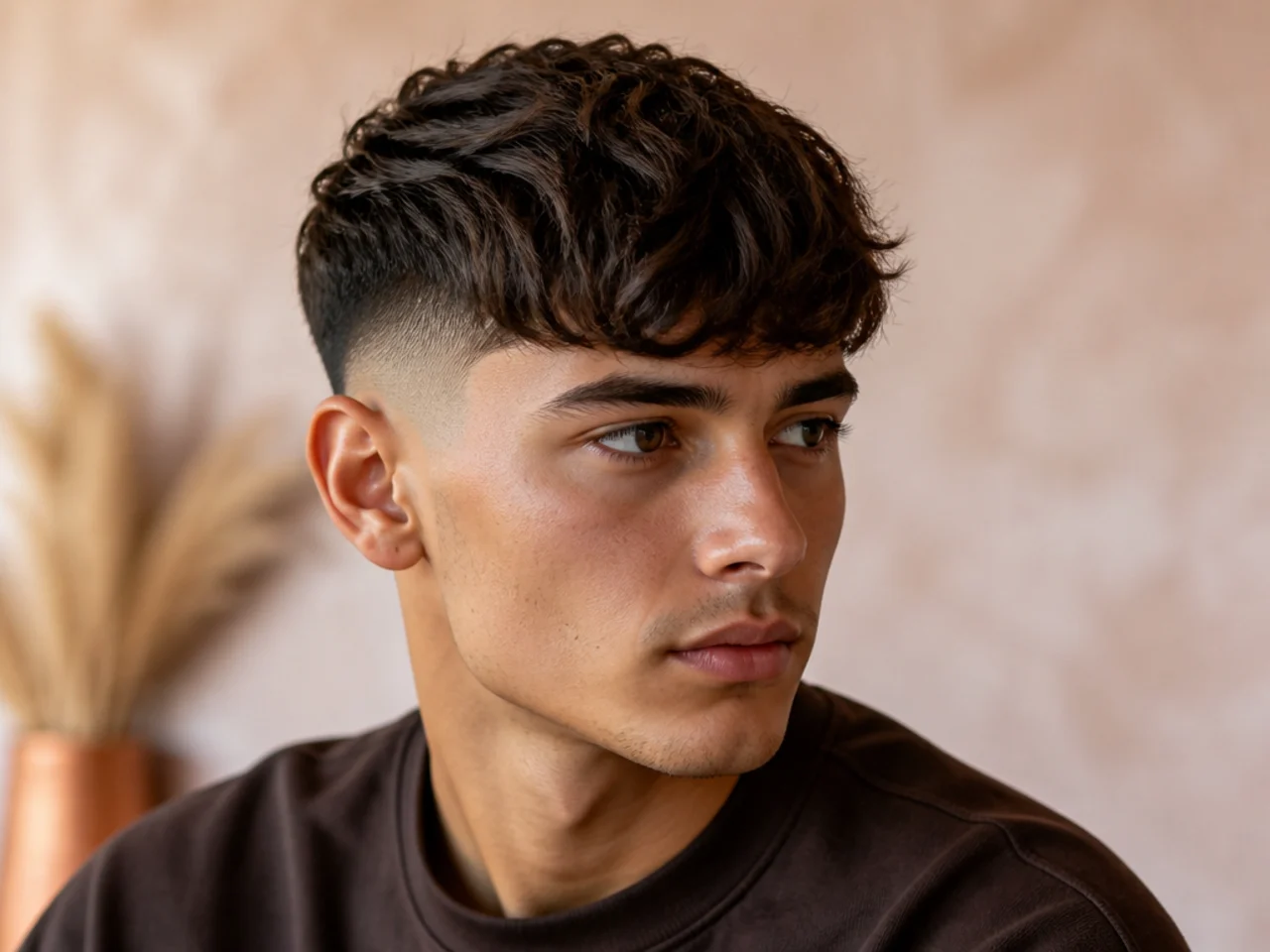 Three-quarter view of a fringe with a fade