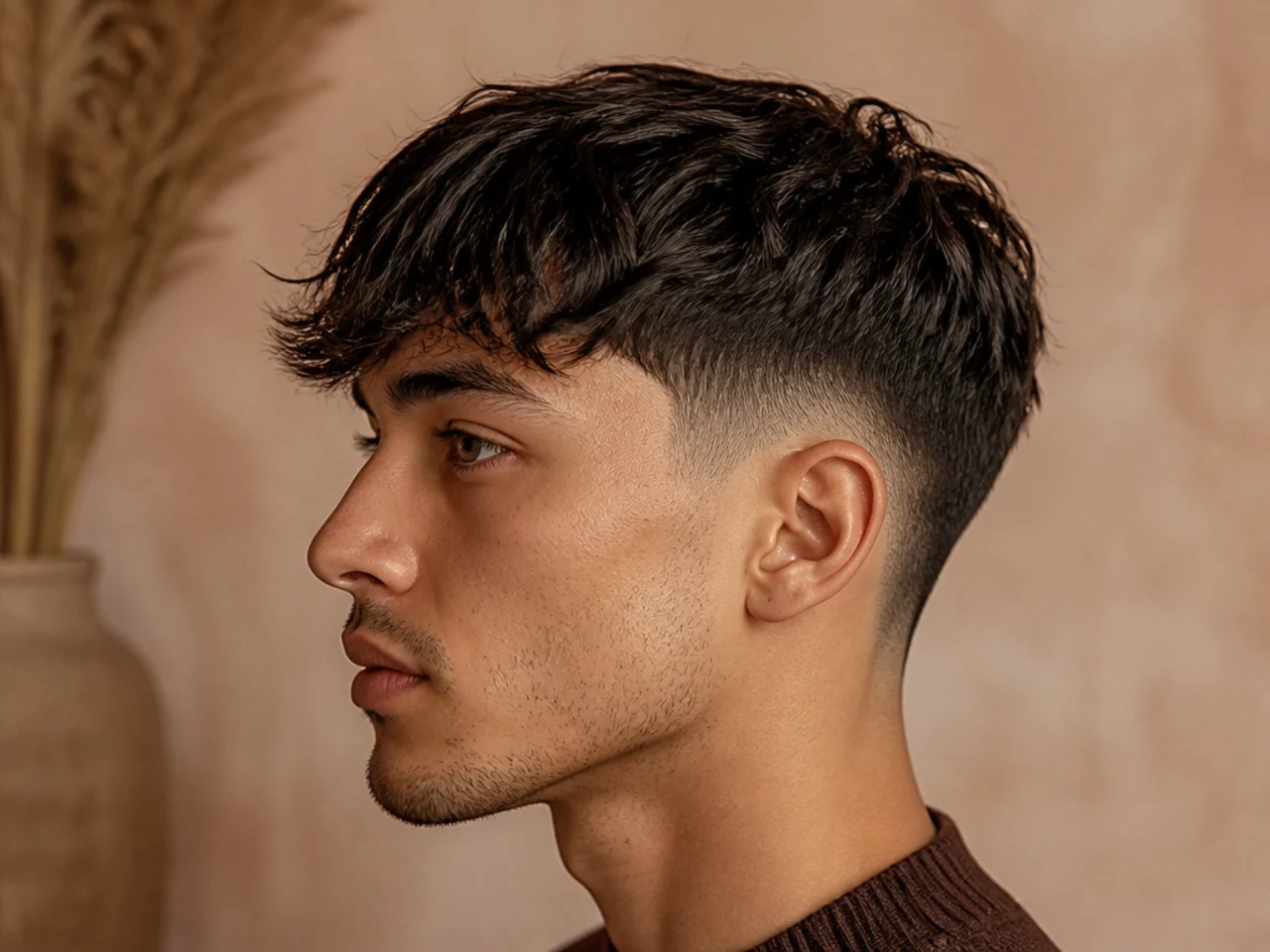 An air-dried fringe with irregular root direction