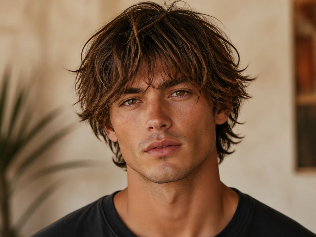 Off-duty surfer fringe with sea-salt texture and natural wave movement