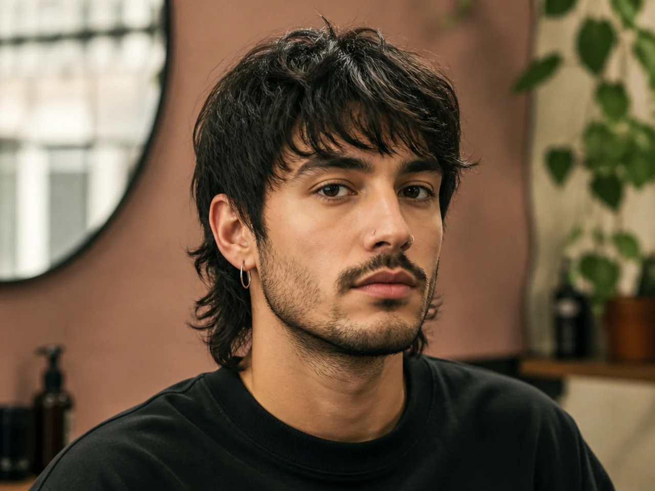 Modern mullet with textured fringe up front and layered length at the back