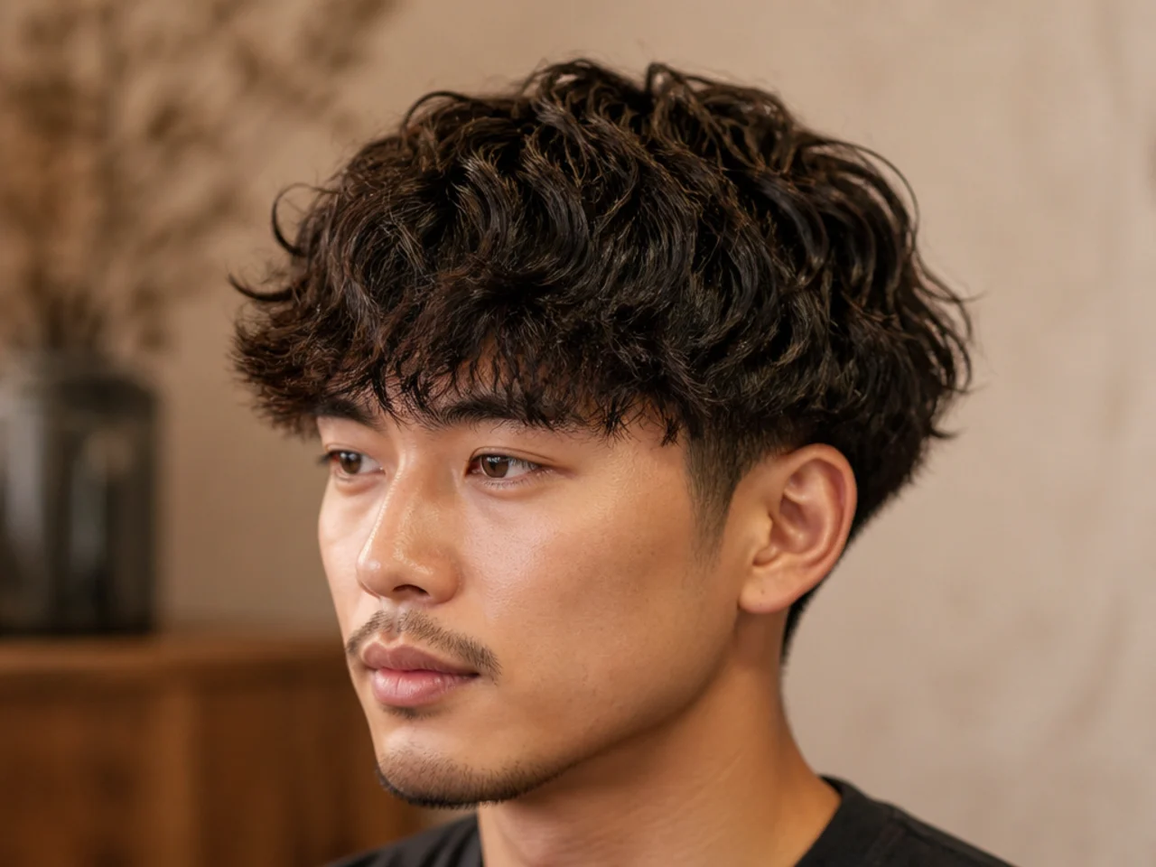 Broccoli-style fringe with volume forward and fluffy wave texture on top