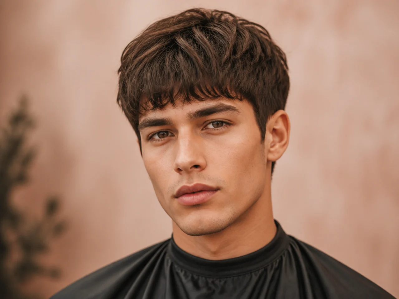 Classic fringe hairstyle with soft side-swept bangs and neat trim