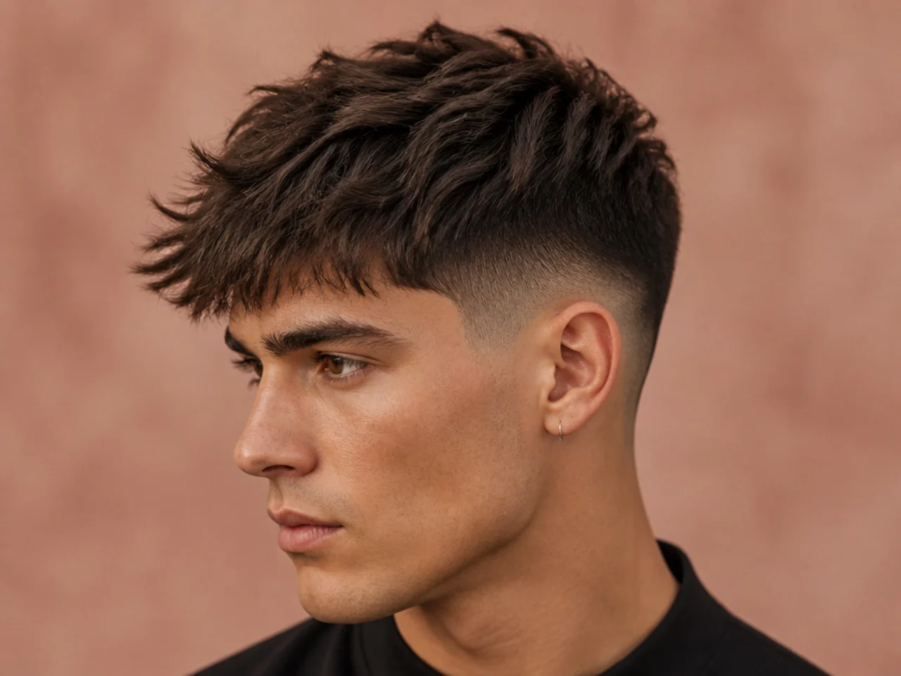 High taper fade with textured fringe for sharp modern look