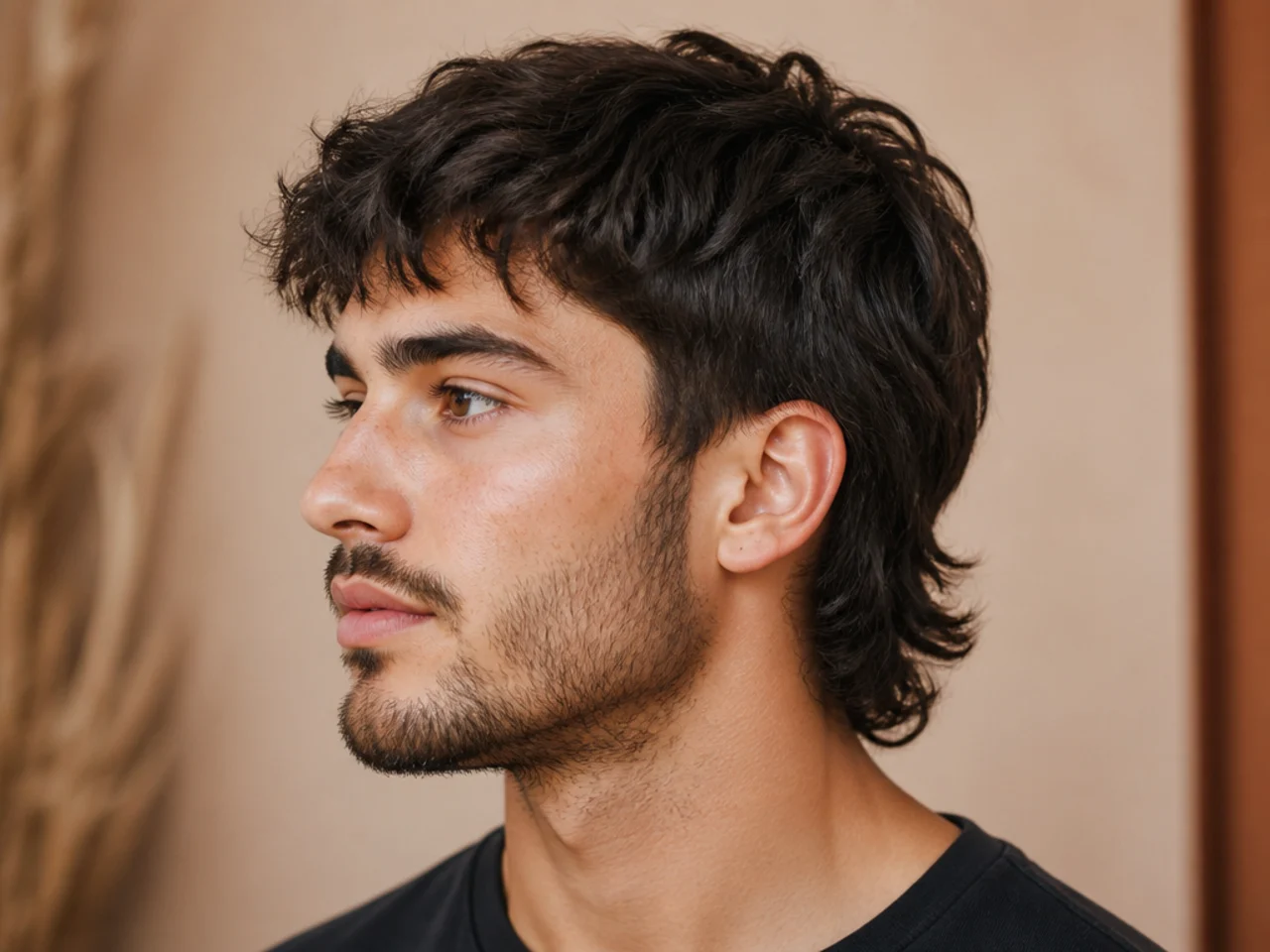 Neck Length Mullet with Layered Bangs