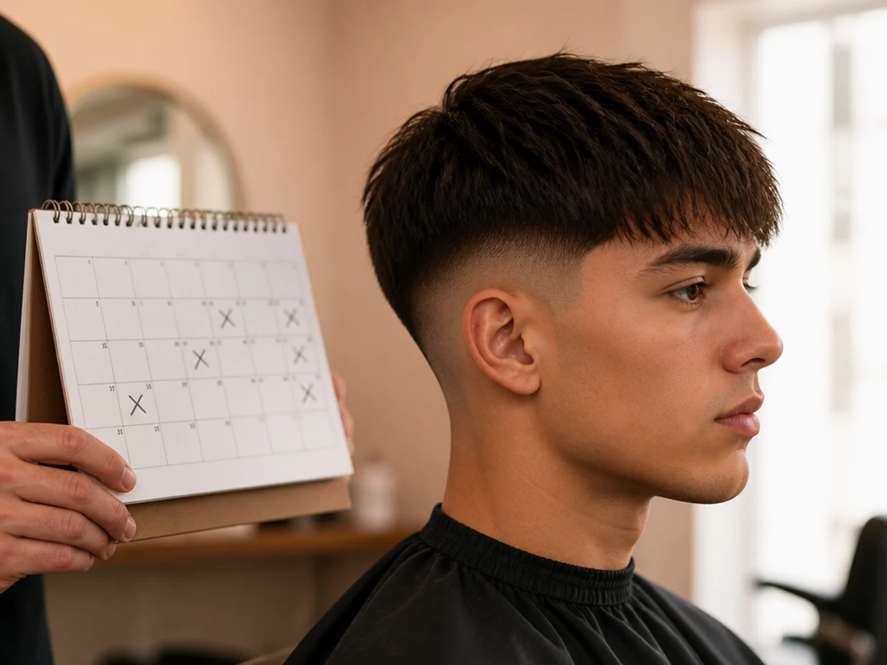 A barber calendar showing appointment frequency