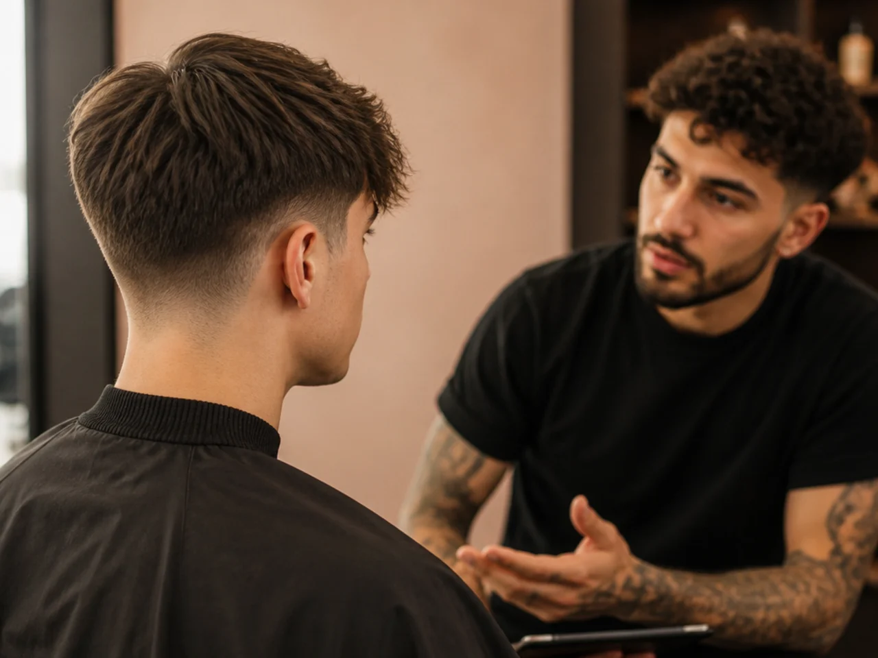 A consultation conversation between a barber and a client