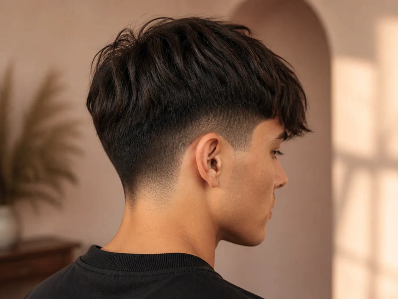 Thick hair shown at crop length and fringe length