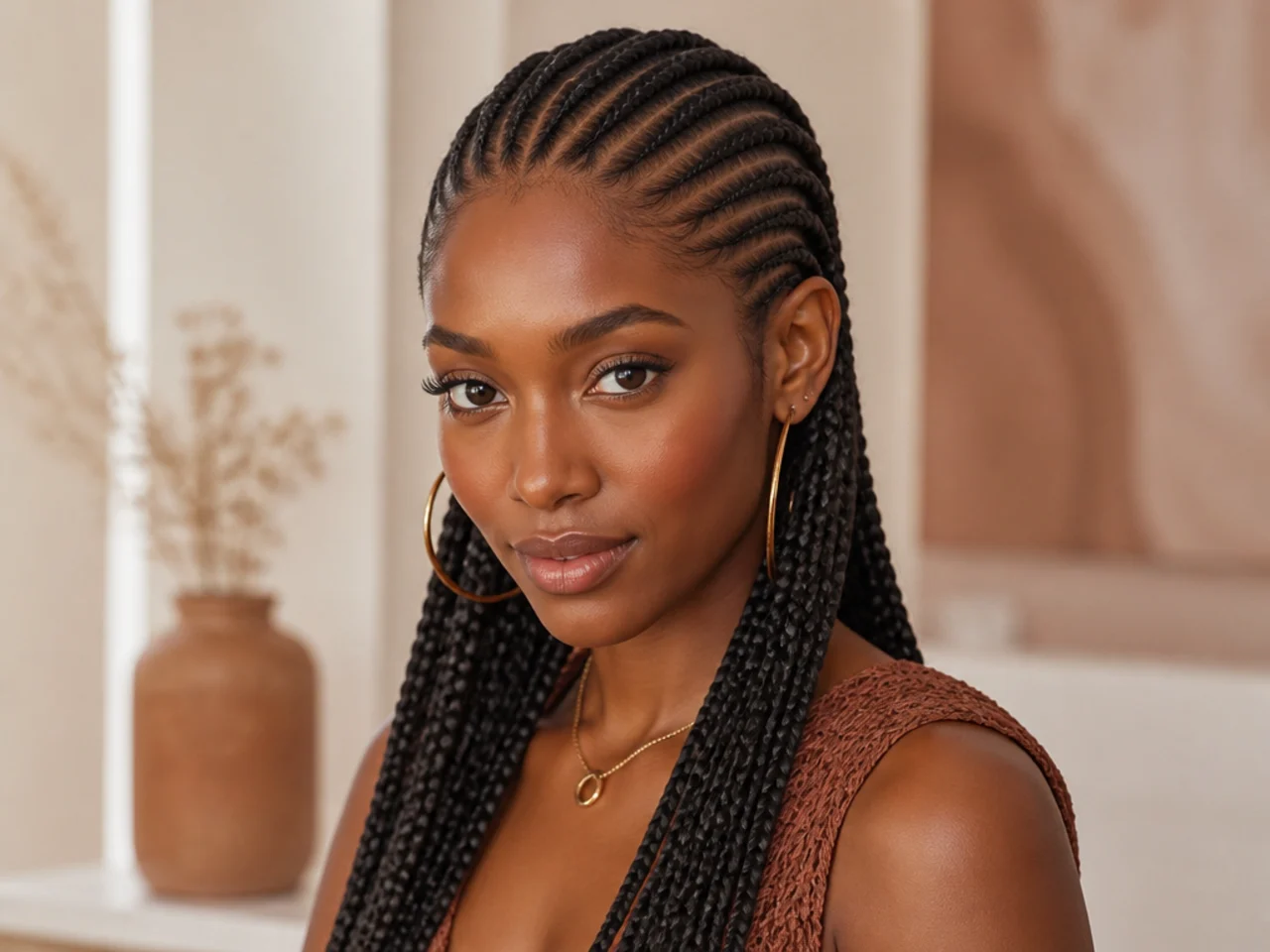 Fulani cornrow placement showing the braids sitting back from the fine hairline