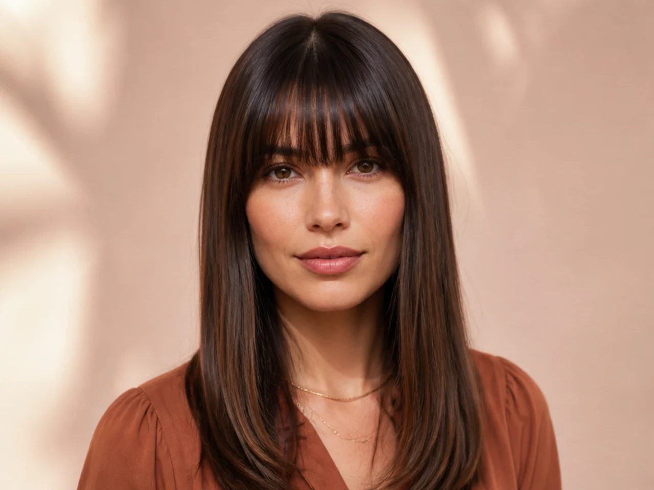 Full bangs on straight hair