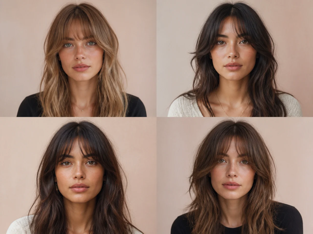 A full fringe growing out into curtain bangs