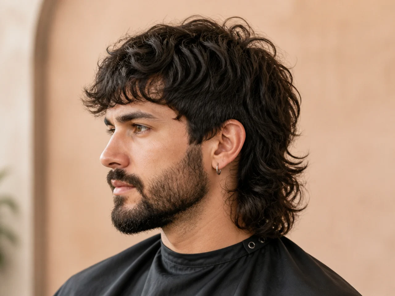 Full mullet paired with a full beard on a man in his early thirties