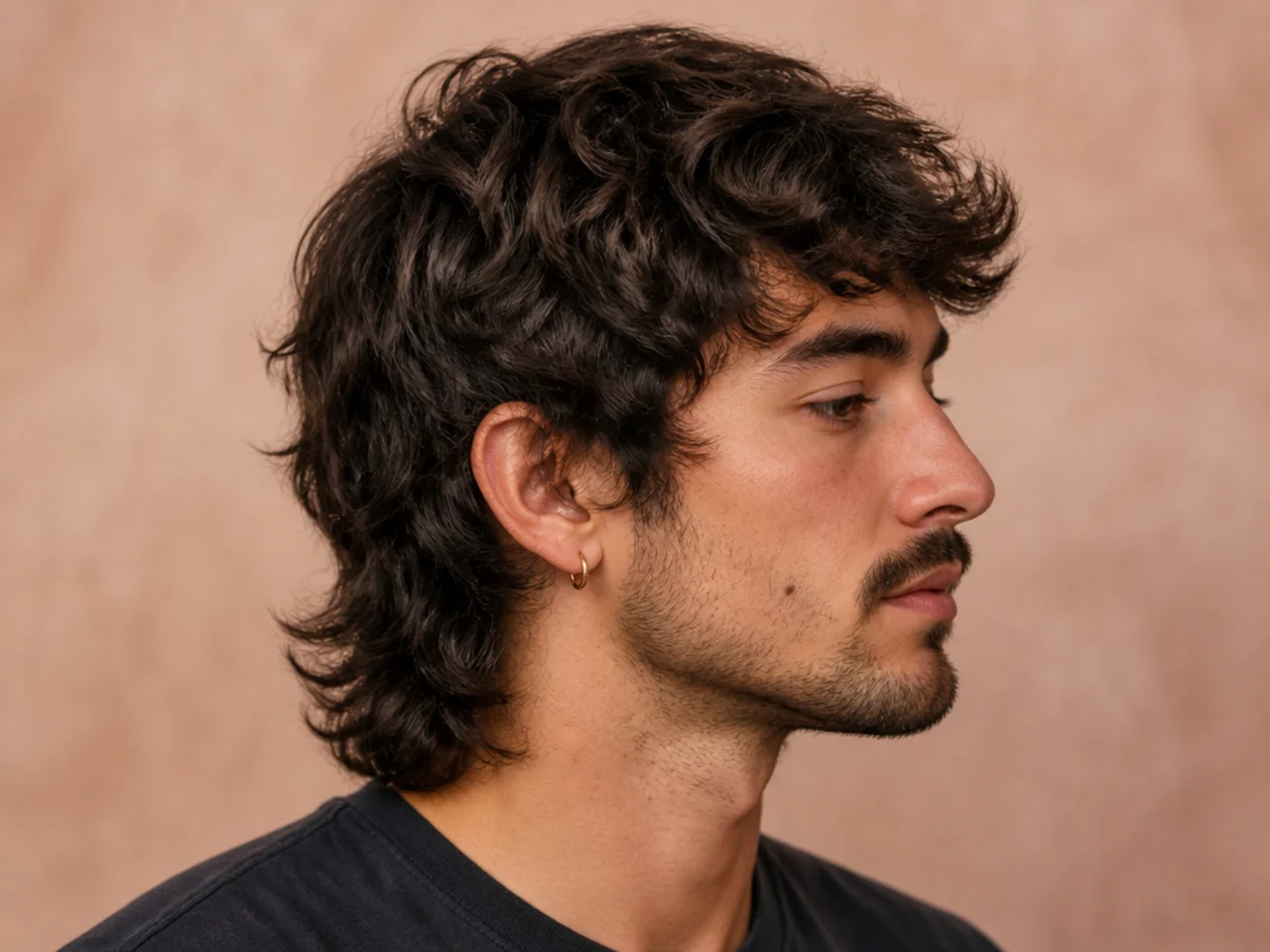 Full wavy mullet with natural movement through the top and layered nape