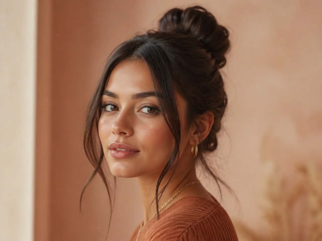 A bun with face-framing pieces released