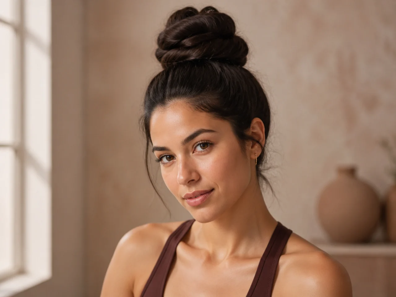 A double-wrapped high bun