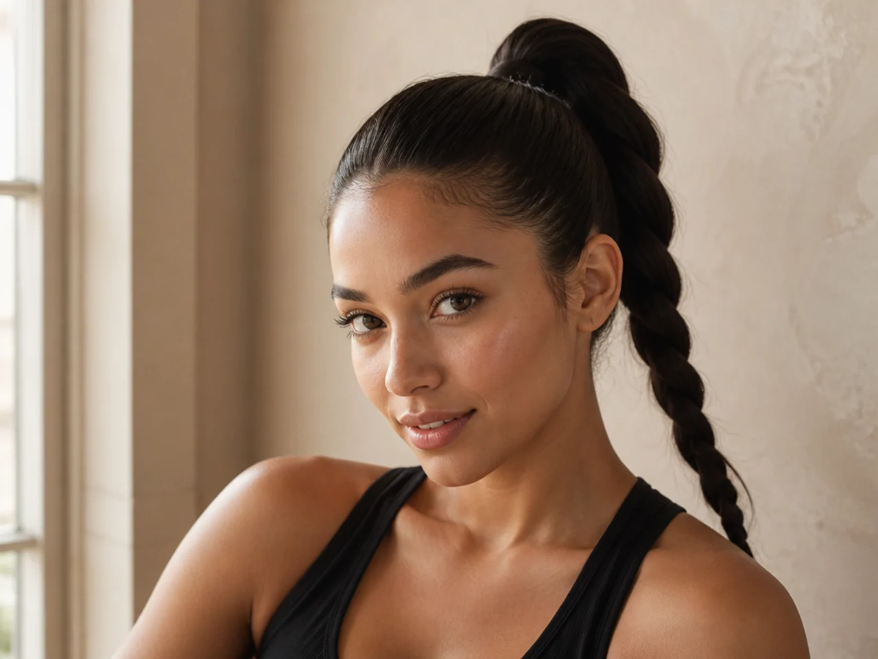A twisted high ponytail