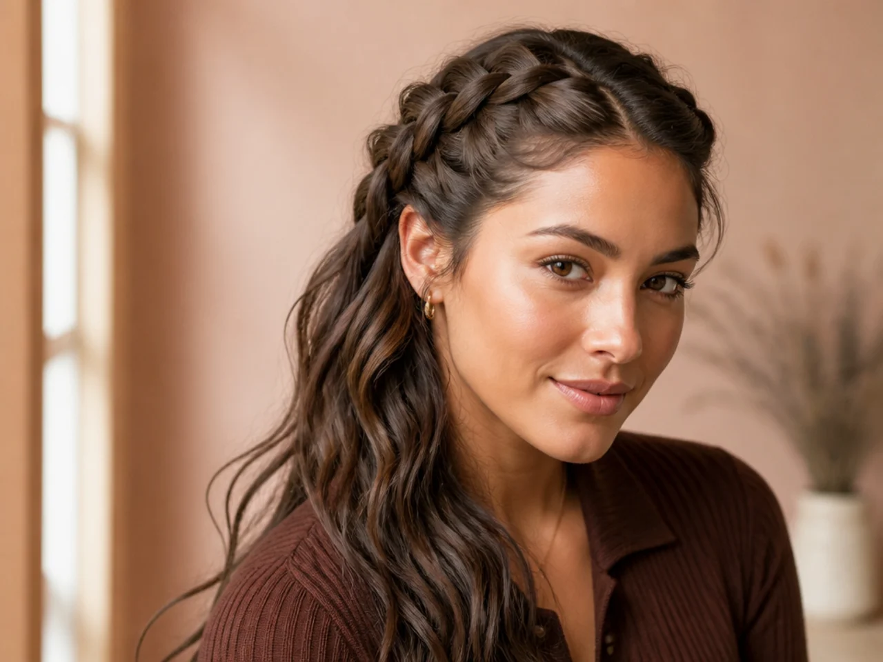 A Dutch braid from the hairline