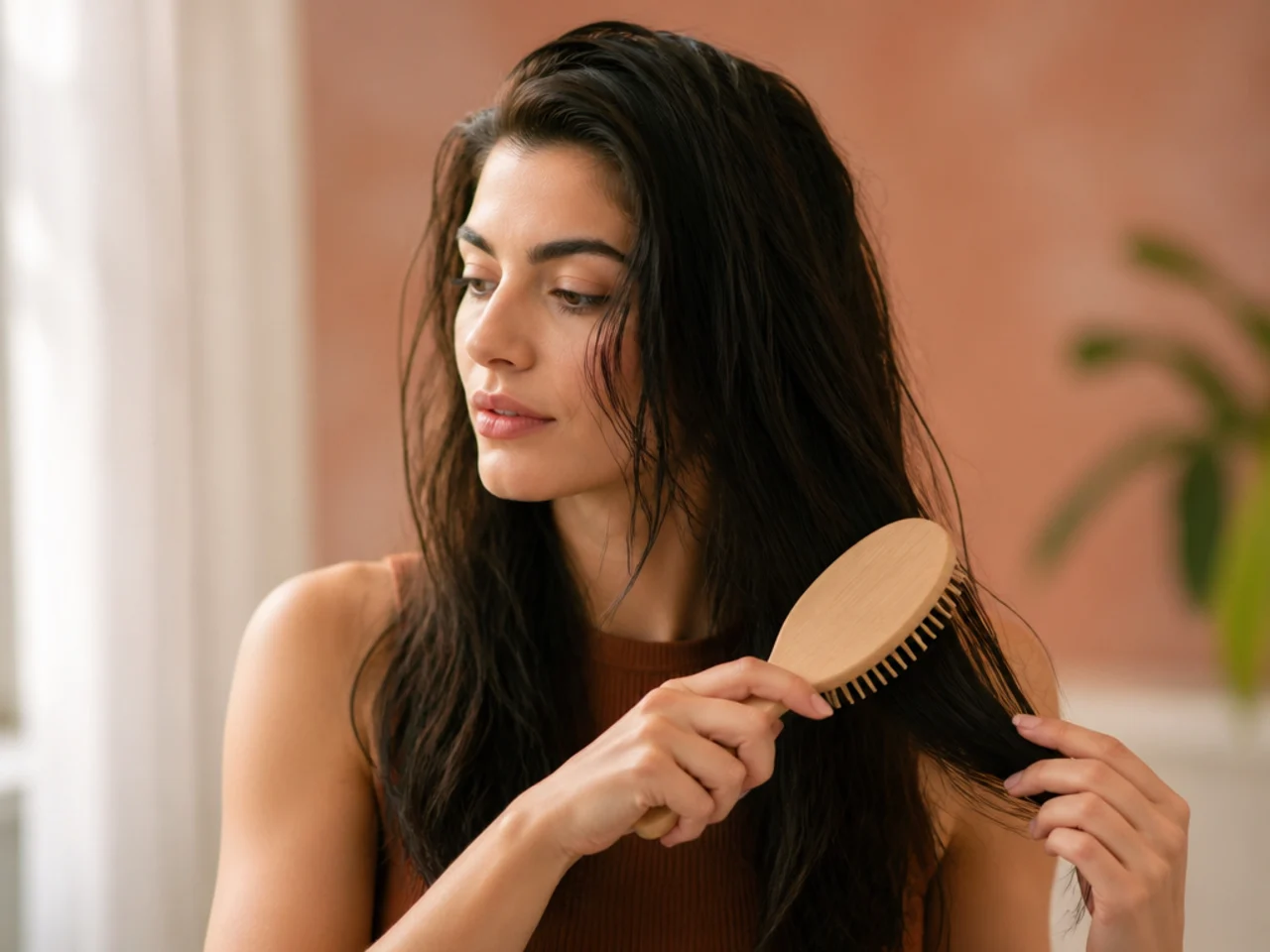 Brushing from the mid-lengths down