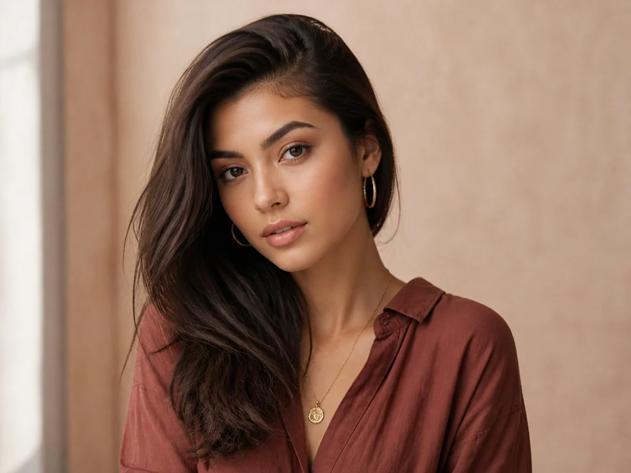 A deep side part with length swept over