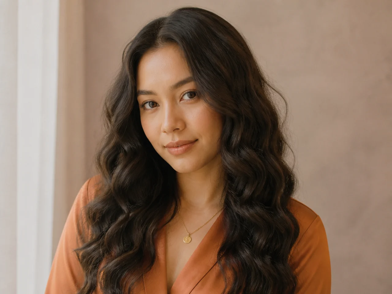 Waves from an overnight braid on long hair