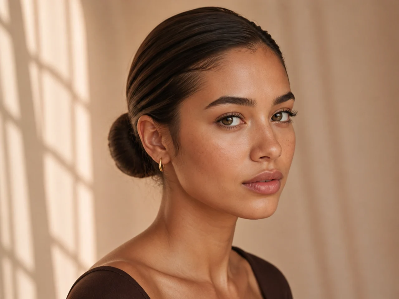 A low bun wrapped with clean length