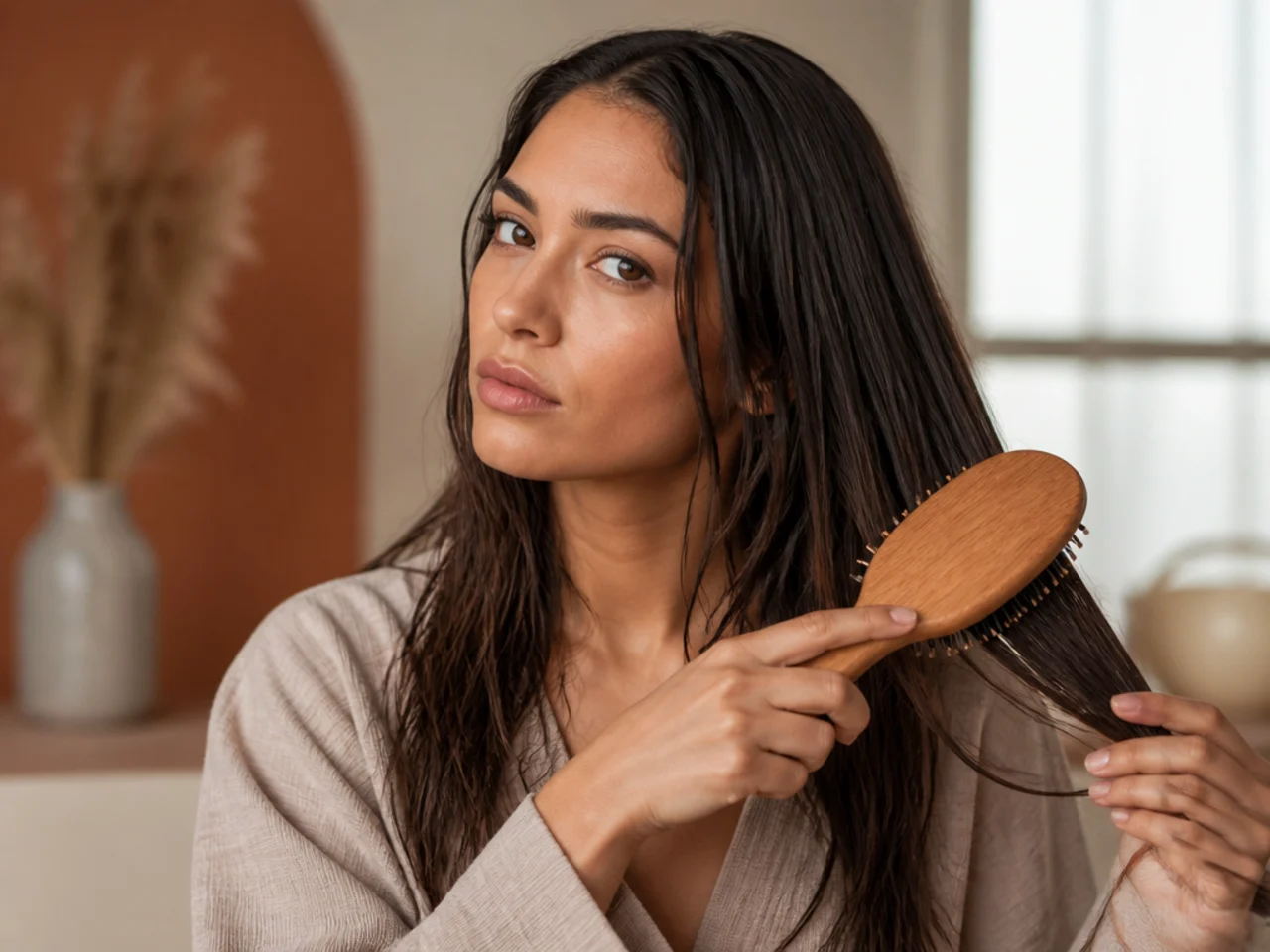 A brush carrying oil down the full length