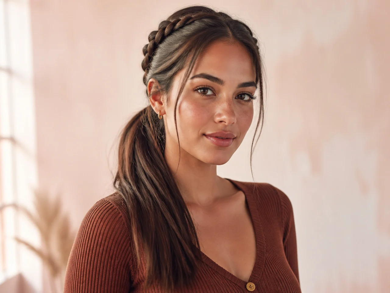 A braid running into a ponytail