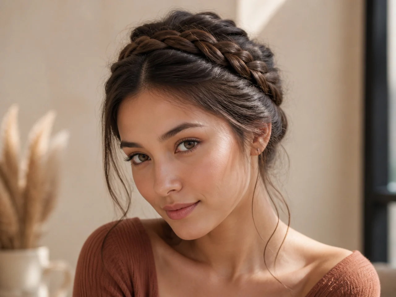 A braid wrapped around the crown