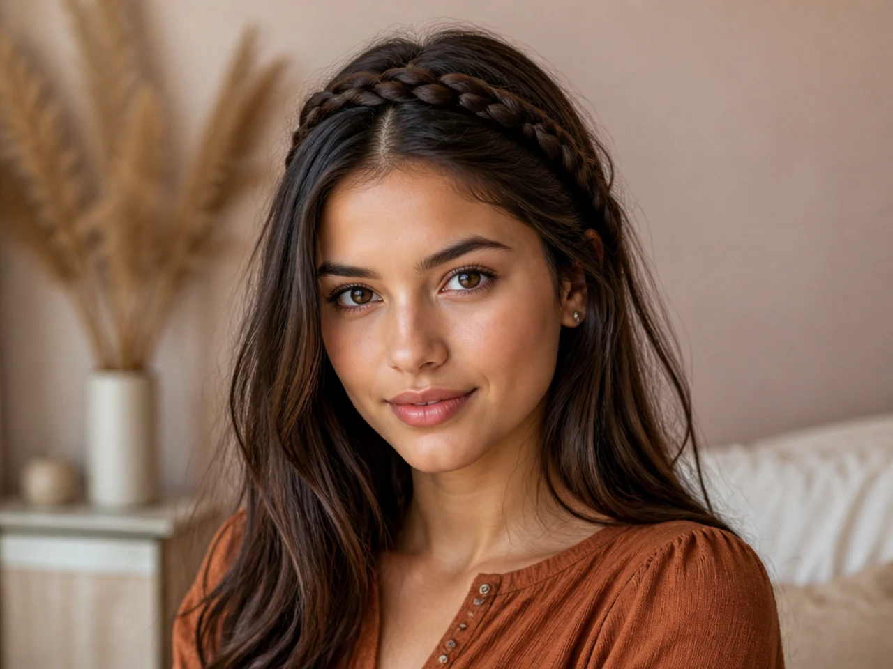 A plait worn across the crown