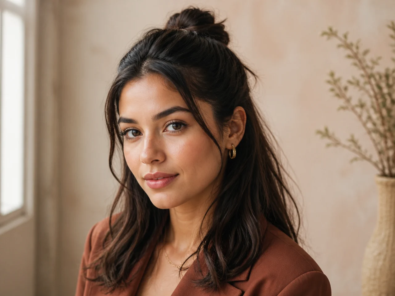 A quick half-up on day-two hair