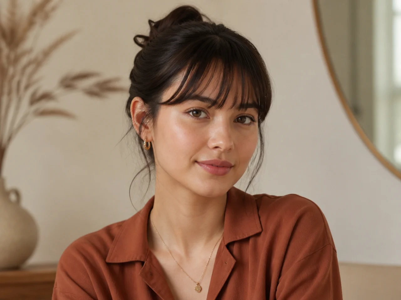 A washed fringe worn with a pinned style