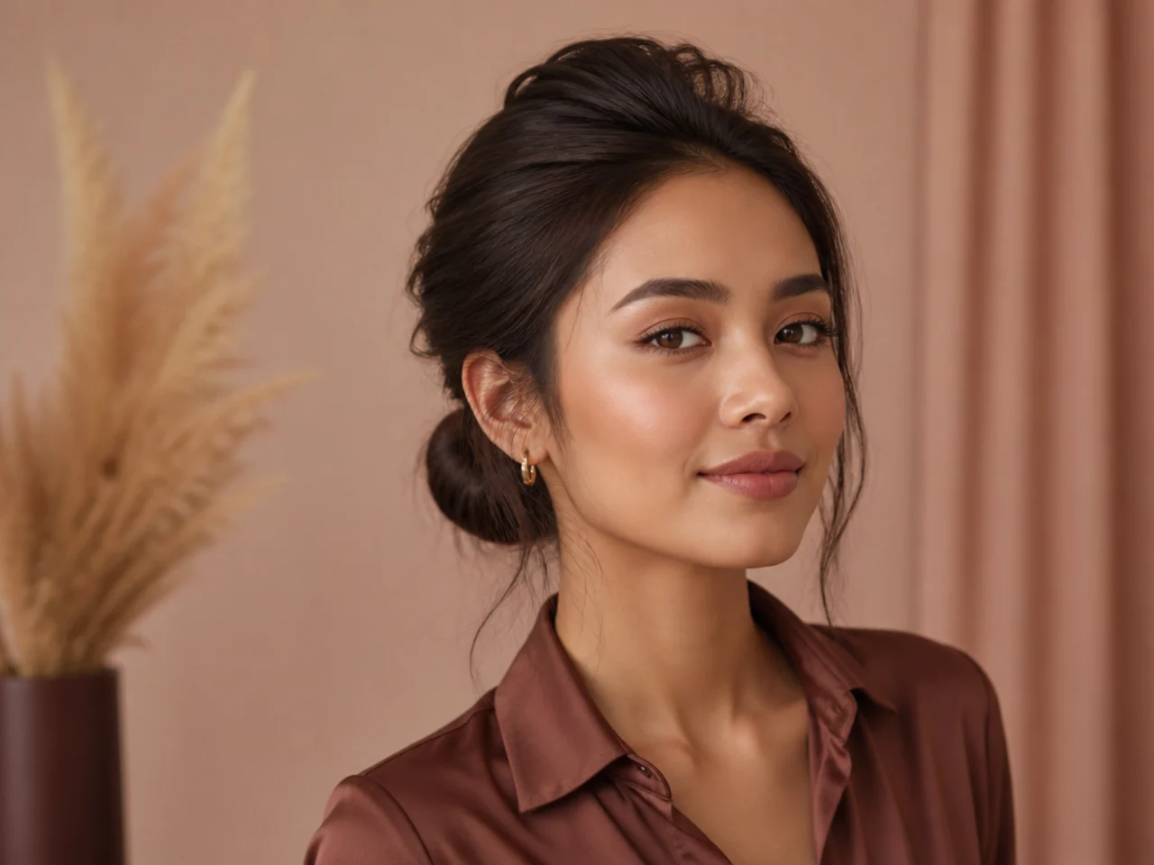 A low bun with a backcombed crown