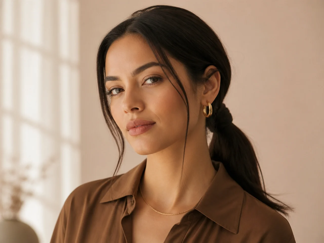 A low ponytail with a wrapped base