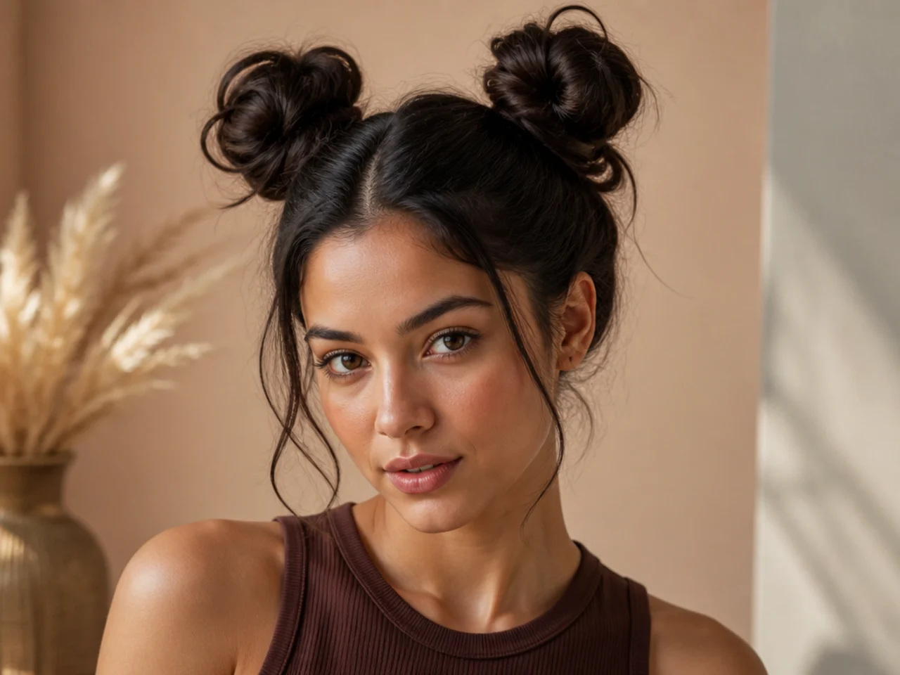 Two high space buns