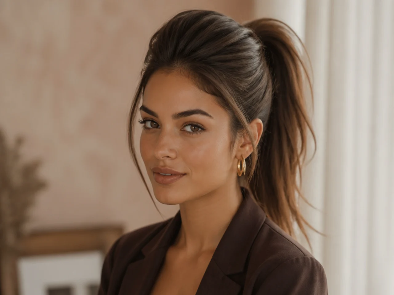 A high ponytail with a backcombed crown