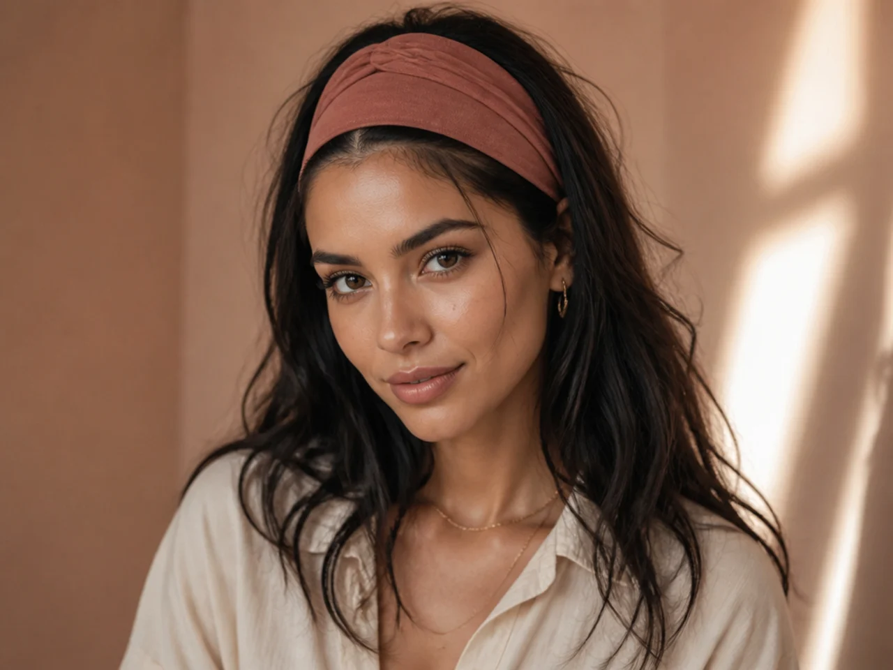 A wide headband covering the root area