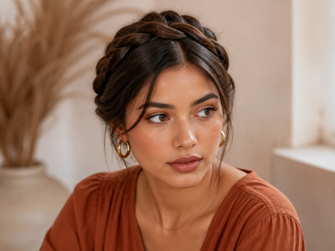 A French braid across the crown