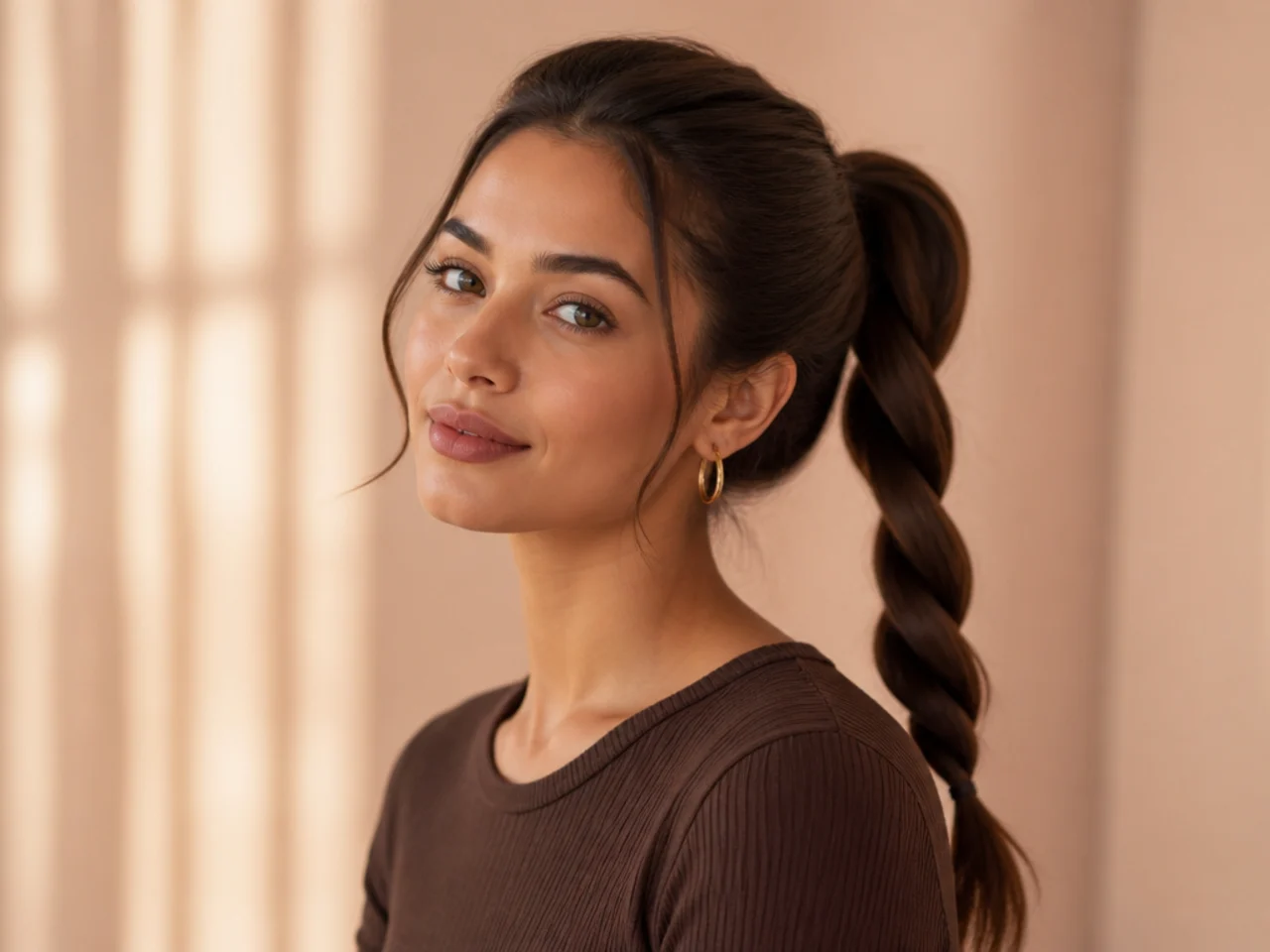 A rope-twisted ponytail