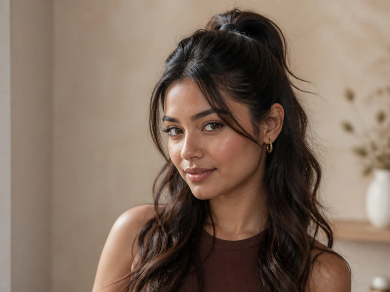 A half-up ponytail